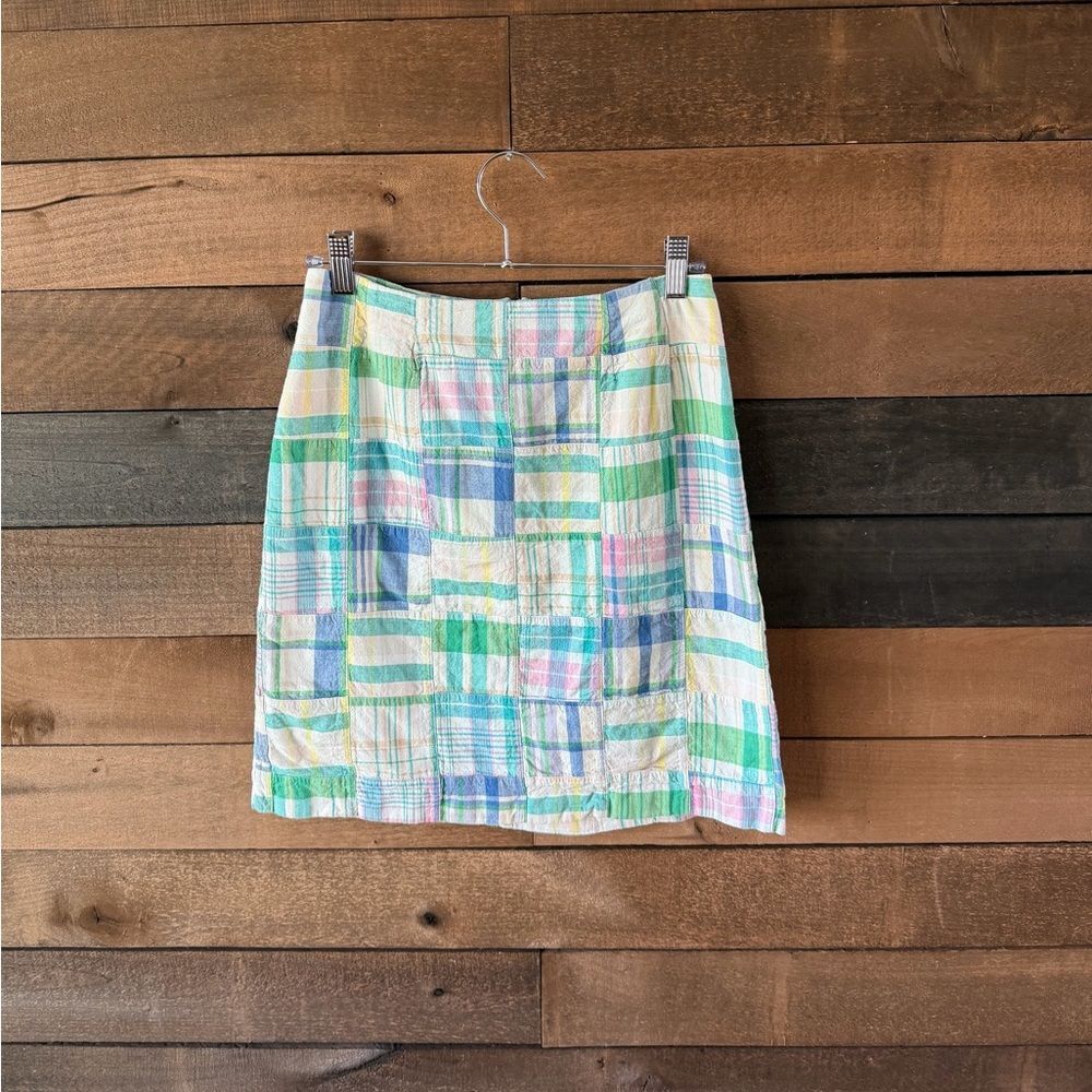 Vintage 90s Plaid Patchwork Mini Skirt Made In USA Cotton